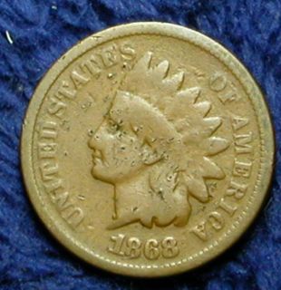 1868 Indian 1c Nice GD Details Key Date 778