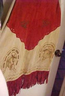 Suede Handpainted leather poncho J.R. Palacios Mexico Horse head