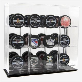 Acrylic 12 Twelve Hockey Puck Display Case w Black Base