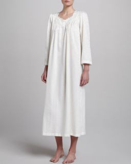 Z0V78 Oscar de la Renta Shimmery Textured Nightgown