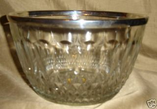 Vtg Genuine Crystal Glass Bowl England w Silver Band