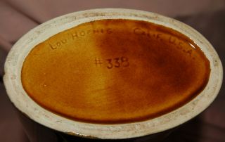  Pottery Earth Tone Drip Tall Oval Vase Lou Hoenig Calif #338 Vintage
