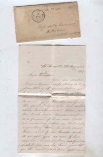 oldhal Letter/Washington DC/1873 to Hillsboro, NC