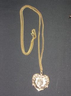 Gold Flower Heart Locket Picture Holder Necklace 30