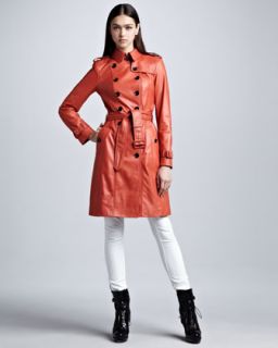 41XC Burberry London Lightweight Leather Trenchcoat & Skinny Ankle