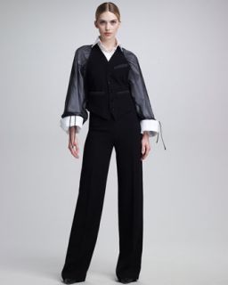 Jean Paul Gaultier Chiffon Kimono Sleeve Vest, Kimono Sleeve Poplin