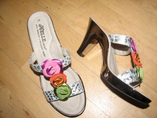 womens HELLE comfort silver roses evening dressy sandal size 9 39 nwob