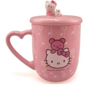 1X Hello Kitty Fashion Cartoon Ceramic Coffee Cup With Lid