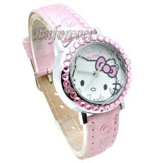 Hello Kitty Watch Wristwatch Crystal Stone Quartz KW267