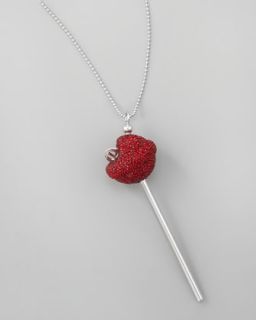 Silver Crystal Encrusted Lollipop Necklace, Garnet