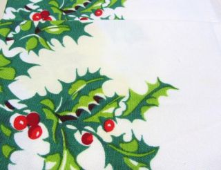 Vintage Ivory with Holly Cloth Napkins Set of 12