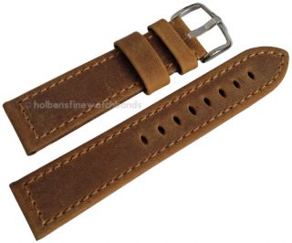 22mm Hirsch TERRA Gold Brown Chrono Leather Watch Band Strap