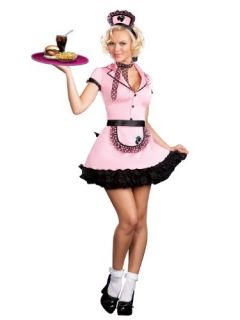 Cute 50s Costume Waitress Costume Pink Uniform Service 50s