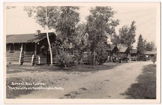 Houghton Lake Michigan Sunset Bay Cabins 1940s RPPC