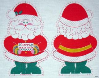 Happy Holly Days Santa Claus Fabric Panel VTNS Makes 2 Christmas Dolls