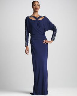 Navy Beaded Gown  