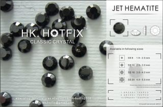 1440 Jet Hematite Black ss10 Iron on Flatback Glass Hot Fix