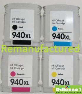 4pk HP 940XL HP940 B C M Y Inkjet Cartridge 8000 8500