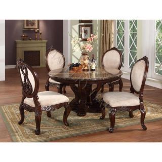 Dark Brown Marble Top Round Dining Table