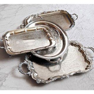 Antique Silver Butler Tray   Medium Tray