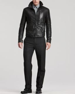 leather jacket herringbone shirt $ 645 645