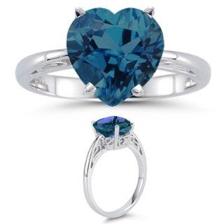 1.42 Cts London Blue Topaz Solitaire Ring in 14K White