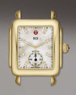 deco 16 gold plate watch head white diamond dial $ 725