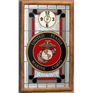 United States Marine Corps Framed Glass Wall Clock Sports