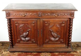 Antique French Hunting Sideboard (Henri II Buffet Sink Vanity Cabinet