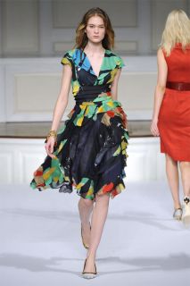 Oscar de La Renta Henry Print Flutter Silk Dress 2 $2490