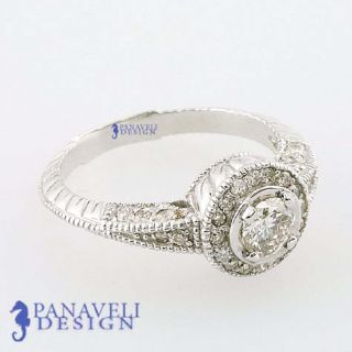  90 Ct Vintage Style Diamond Engagement Ring 18K White Gold