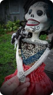 Day of The Dead Calavera Art Doll Primitive Pfatt Ehag