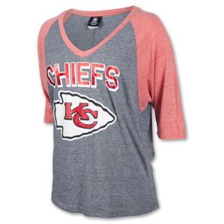 New Era NFL Kansas City Chiefs 3/4 Oversized Raglan Womens V Neck