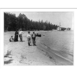 Historic Print (M) Hotel Champlain [in background]. Beach