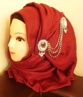 Brand New Large Crystal Diamante Hijab Accessory Pin Brooch in Gold