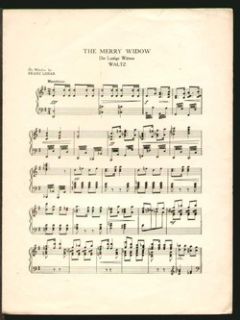 Merry Widow 1907 Hilbert Perfume Piano Sheet Music