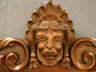 Antique Victorian Era Native American Indian Figural Bust Wood Carved