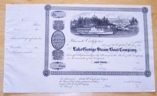 Stock Certificate Lake George Steam Boat Company NY 185 Transportation