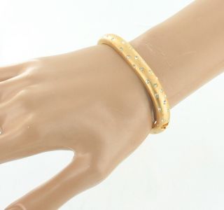  60s Swarovski Crystals in Brushed Gold Hinged Bangle Bracelet