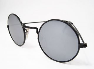 Round John Glasses Hippie Sunglasses 60s Mirrored Black
