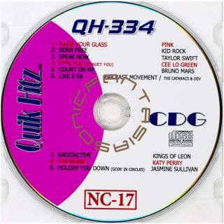 Pop Music Karaoke CD Quik Hitz QH334 CDG 2010 Artist Songs Paper