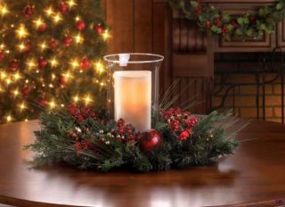 led flameless hurricane candle christmas centerpiece