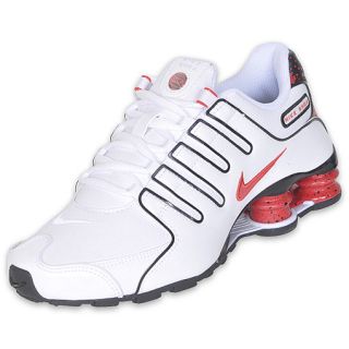 Boys Gradeschool Nike Shox NZ White/Black/Hot Red