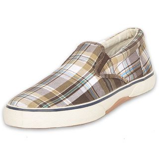 Sperry Mens Halyard Plaid Boat Shoe Brown Plaid