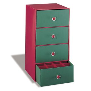 Christmas Holiday Red Green 4 Drawer Storage Comtainer Unit