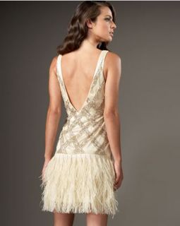 Sue Wong Holly Madison Sequin Feather Dress 4 S