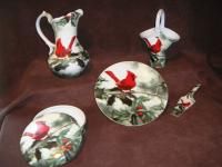 6pc Hautman Brothers Cardinal in Holly China Set