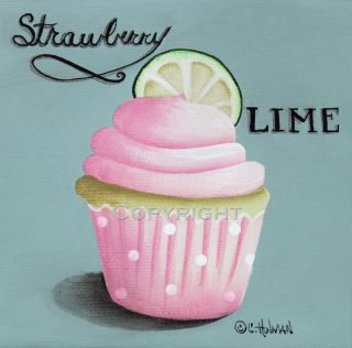 Strawberry Lime Cupcake Print by Catherine Holman