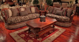  Sofa Set Exposed Wood Loveseat Lounge Furniture Living Room Collection