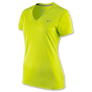 Nike V Neck Legend Dri FIT Womens Tee Shirt Atomic